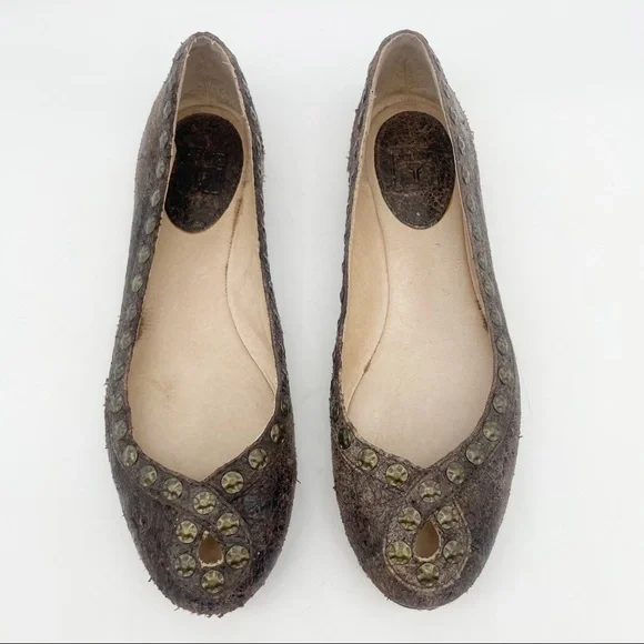 Frye Emma Hammered Stud Flats Sz 8.5 - Picture 3 of 13